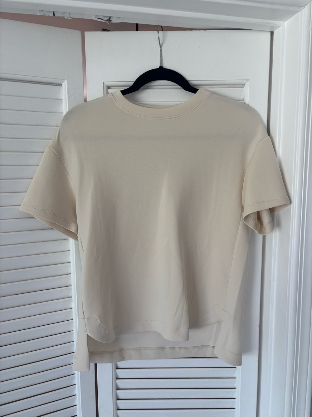 Short Sleeve Crew Neck Shirt - Cream